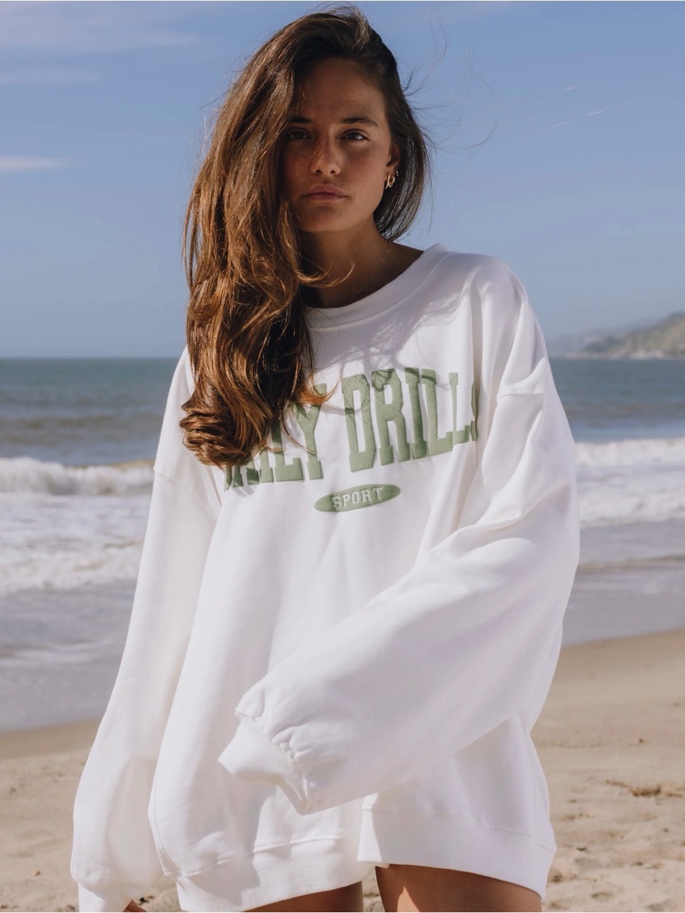Daily Drills Oversized Sport Crew Raw White & DD Green